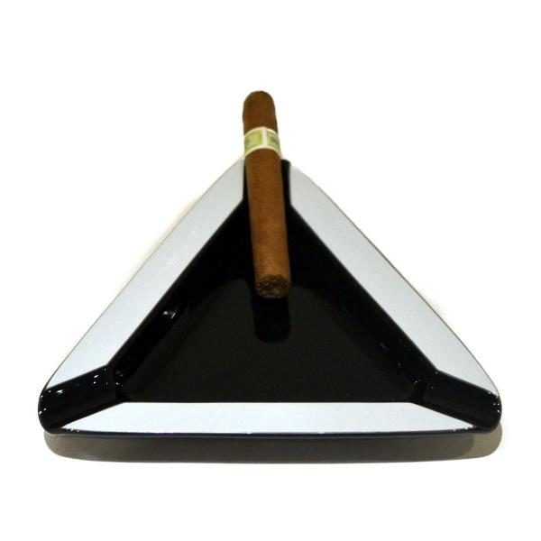 Black And White Porcelain Triangle Cigar Ashtray Boxed 2