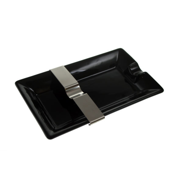 Cigar Ashtray Black With Moveable Rest Boxed 2